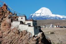 34 Old Chiu Gompa Perched On A Hill With Mount Kailash Behind.jpg
